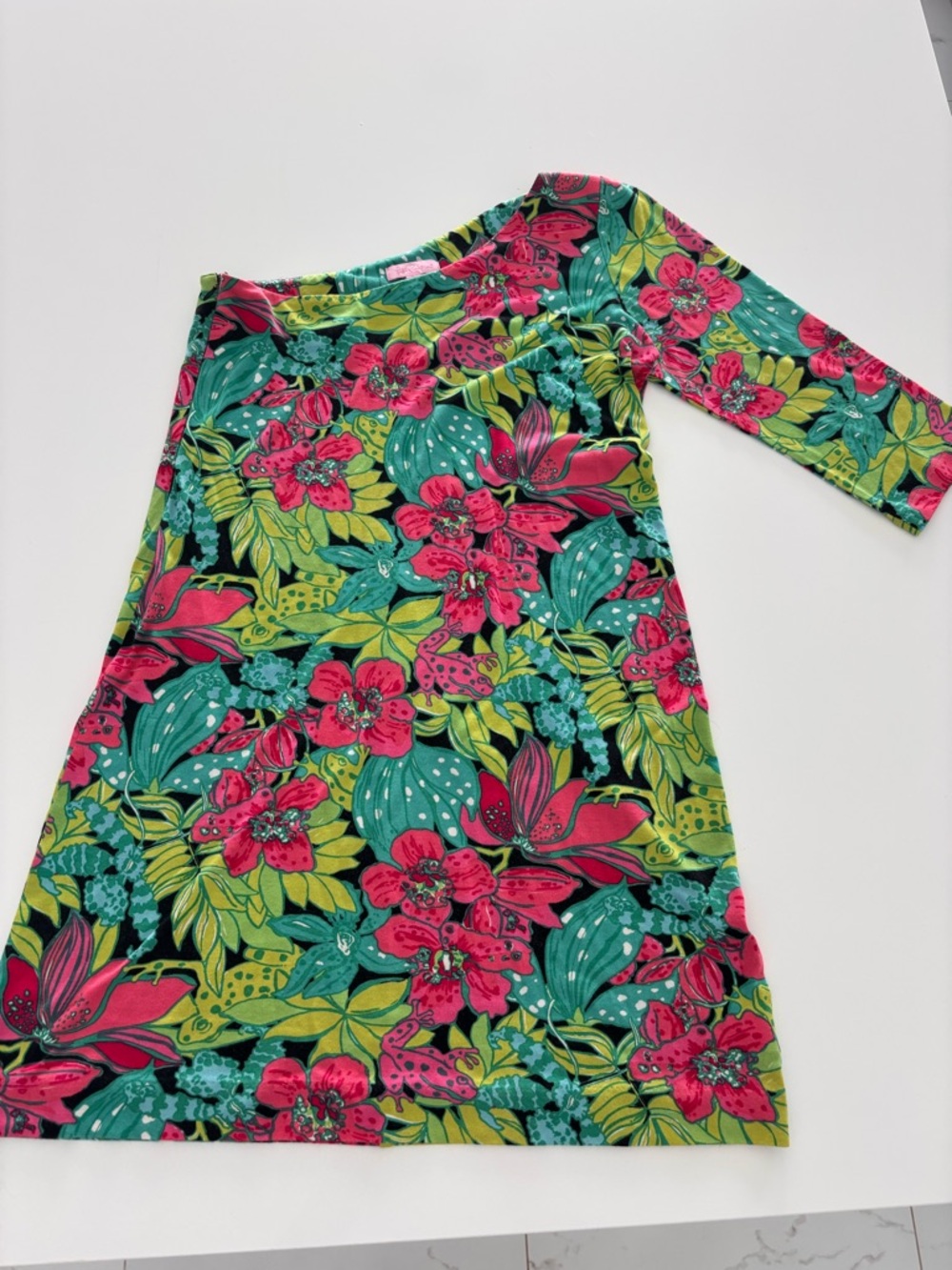 Lilly Pulitzer One Shoulder Whitaker Dress Skip on It Print Size LARGE